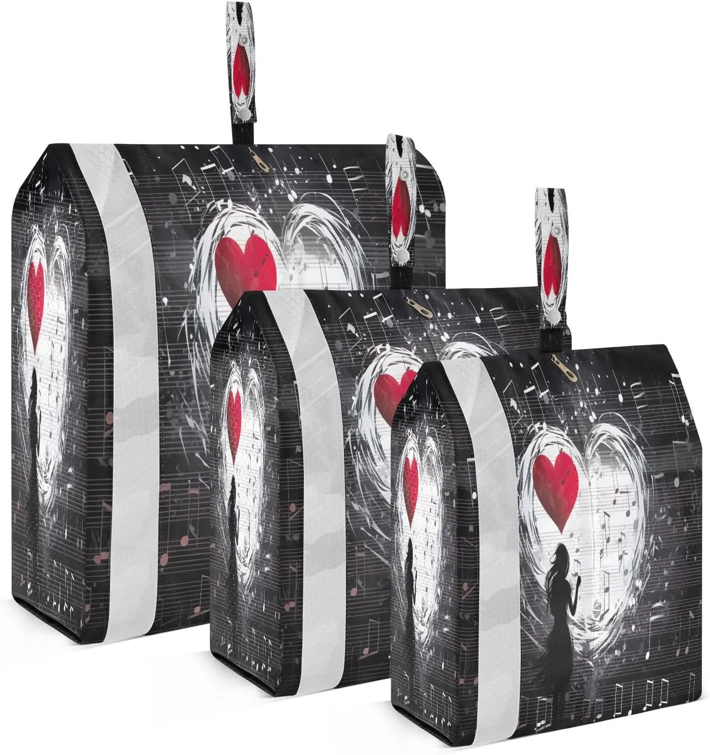 Music Note Girl Heart Packing Cubes for Travel 3 Set Packing Cubes Large Luggage Accessories for Organization