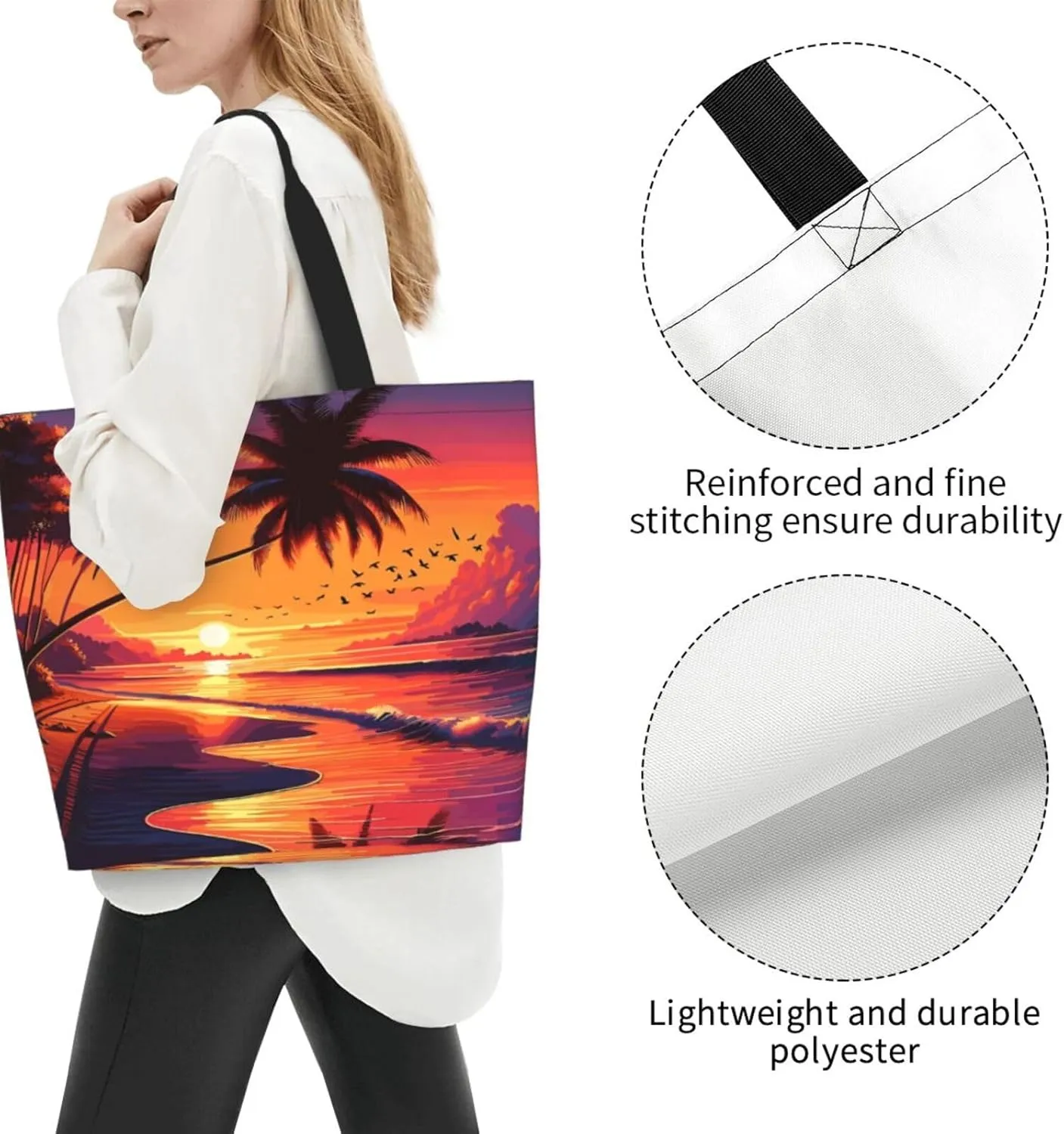 Navy Blue White Stripes horizontal Women's Tote Bag Large Capacity Single Shoulder Bags Handbag for Shopping Work