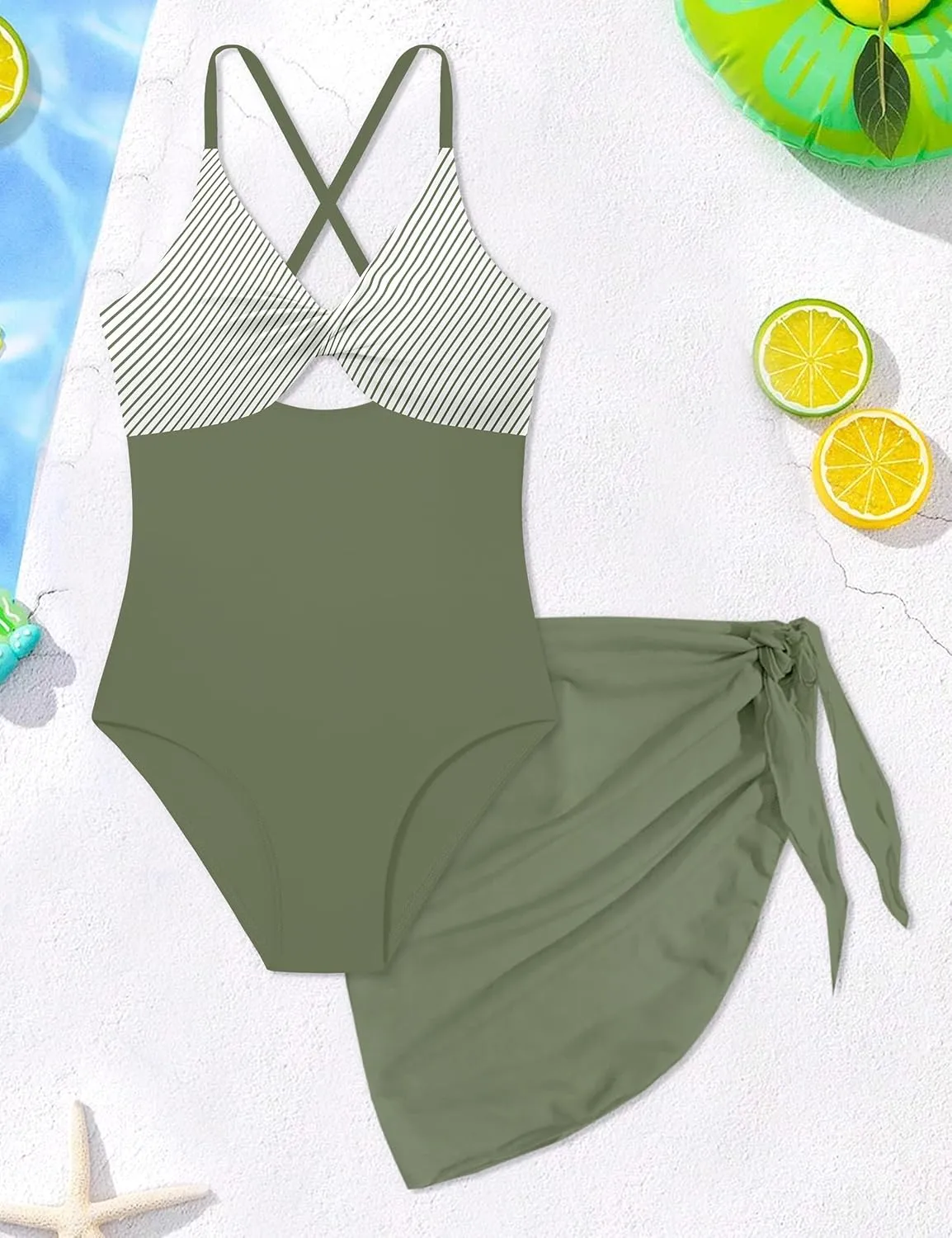 NECIOUS Girls Swimsuits One Piece Cutout Bathing Suit Adjustable Straps Girls' Swimwear with Cover Up Skirt 9-16 Y