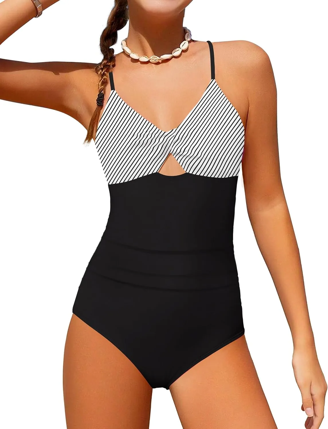 NECIOUS Girls Swimsuits One Piece Cutout Bathing Suit Adjustable Straps Girls' Swimwear with Cover Up Skirt 9-16 Y