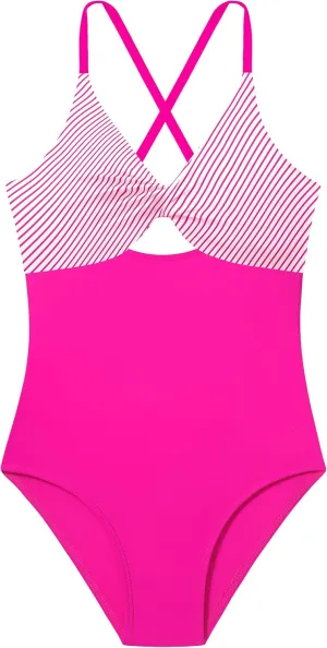 NECIOUS Girls Swimsuits One Piece Cutout Bathing Suit Adjustable Straps Girls' Swimwear with Cover Up Skirt 9-16 Y