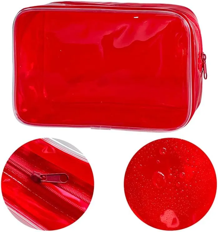 Neon Hot Pink Pouch Small Makeup Bag, 7"x2.3"x4.7" Size TSA Approved Toiletry Bag, Transparent Travel Bags for Toiletries, Cosmetic Bag for Women and Grils (hot pink)