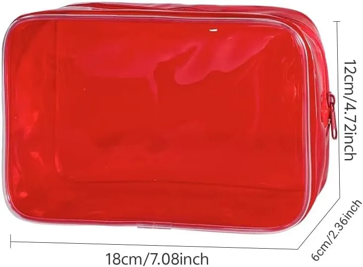Neon Hot Pink Pouch Small Makeup Bag, 7"x2.3"x4.7" Size TSA Approved Toiletry Bag, Transparent Travel Bags for Toiletries, Cosmetic Bag for Women and Grils (hot pink)