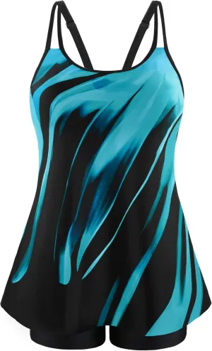 NIeyook Womens Plus Size Tankini Swimsuit Two Piece Bathing Suit Flowy Swim Tops with Boy Shorts 2025 Modest Swimwear