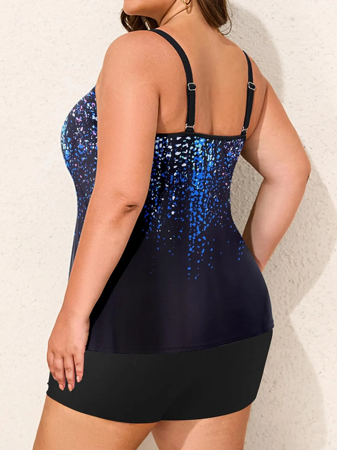 NIeyook Womens Plus Size Tankini Swimsuit Two Piece Bathing Suit Flowy Swim Tops with Boy Shorts 2025 Modest Swimwear