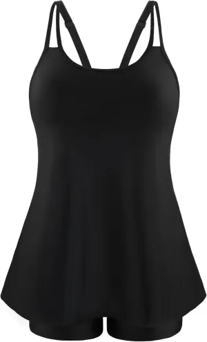 NIeyook Womens Plus Size Tankini Swimsuit Two Piece Bathing Suit Flowy Swim Tops with Boy Shorts 2025 Modest Swimwear