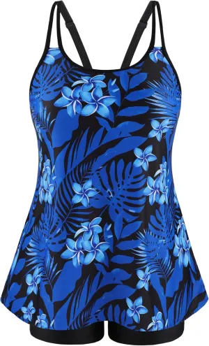NIeyook Womens Plus Size Tankini Swimsuit Two Piece Bathing Suit Flowy Swim Tops with Boy Shorts 2025 Modest Swimwear
