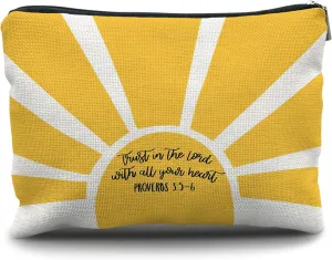 Nogrit Christian Inspirational Makeup Bag Cosmetic Bags for Women, Christian Gifts for Women Faith, Religious Bible Verse Small Makeup Cosmetic Bag for Purse, Proverbs 3:5-6