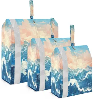 Ocean Waves Compression Packing Cubes Luggage Organizer Bags for Travel Suitcase Organizer for Travel Accessories and Essentials