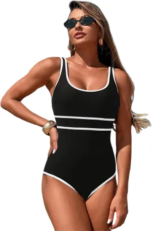 One Piece Boho Swimsuits for Women High Waisted Tummy Control Cutout Vintage Swimsuit Bathing Suit