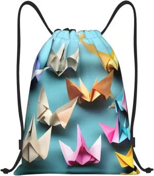 origami paper crane Multifunctional String Bags and Sport Gym Sackpack  Perfectly Designed for Travel, Carry-on Luggage, Medium