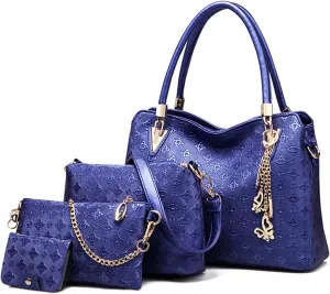 Pahajim Women Fashion Handbags set 4pcs PU Leather shoulder Bags Tote Bags Wallets Butterfly Chain Accessories