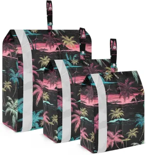 Palm Trees Colorful Packing Cubes for Travel 3 Set Compression Packing Cube Luggage Accessories for Suitcases