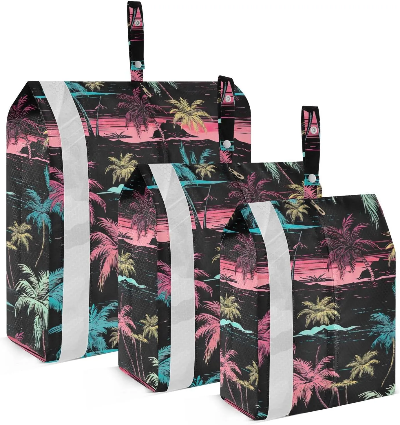 Palm Trees Colorful Packing Cubes for Travel 3 Set Compression Packing Cube Luggage Accessories for Suitcases