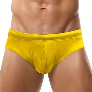 Panegy Men's Shiny Faux Leather Swim Briefs Contour Pouch Bikini Underwear Drawstring Swimwear with Pad