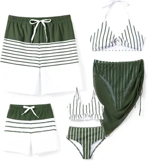 PATPAT Family Matching Summer Swimsuits, Two Piece Bathing Suits Tropical Plant Floral Print Swim Trunks Shorts