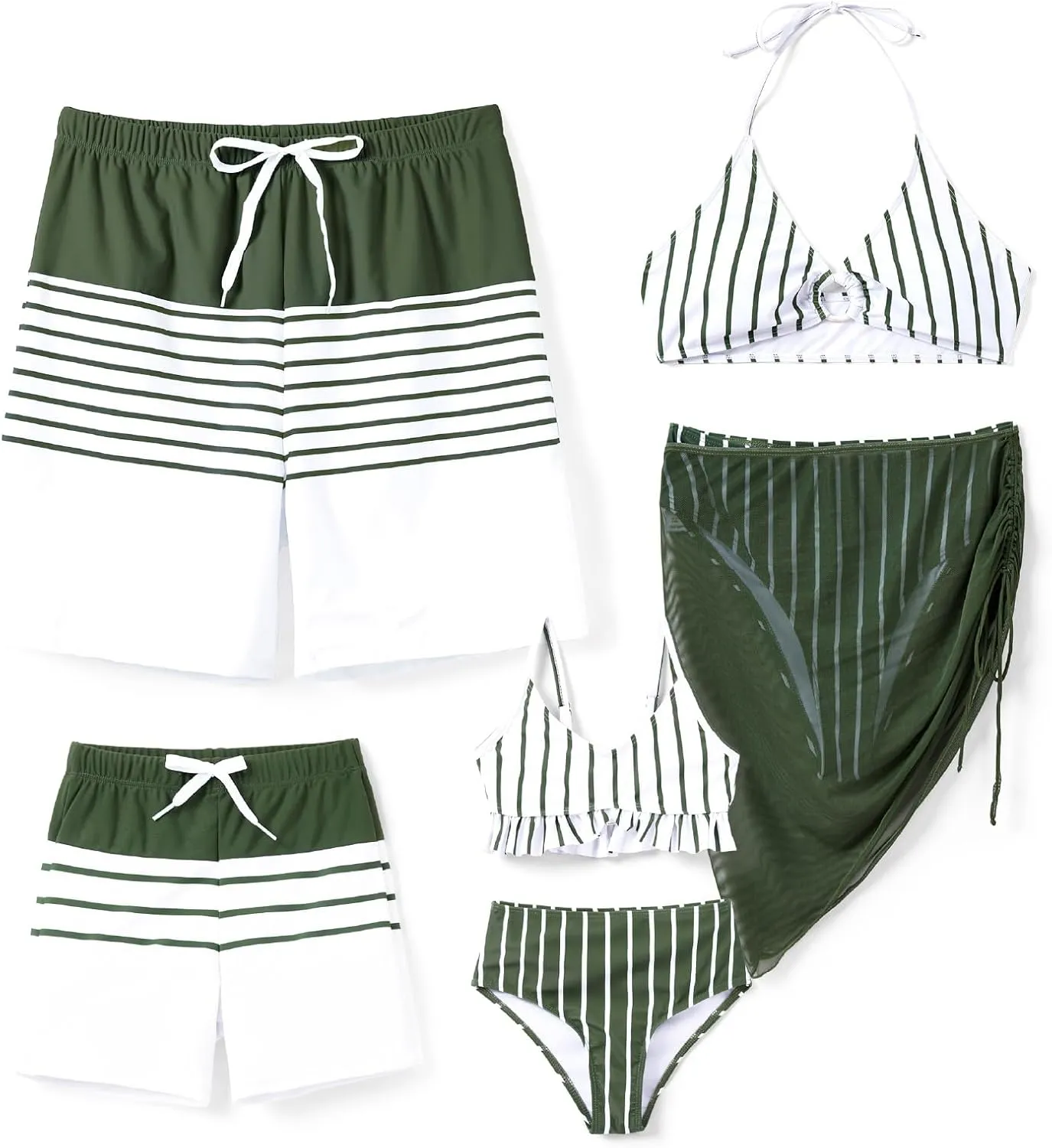 PATPAT Family Matching Summer Swimsuits, Two Piece Bathing Suits Tropical Plant Floral Print Swim Trunks Shorts