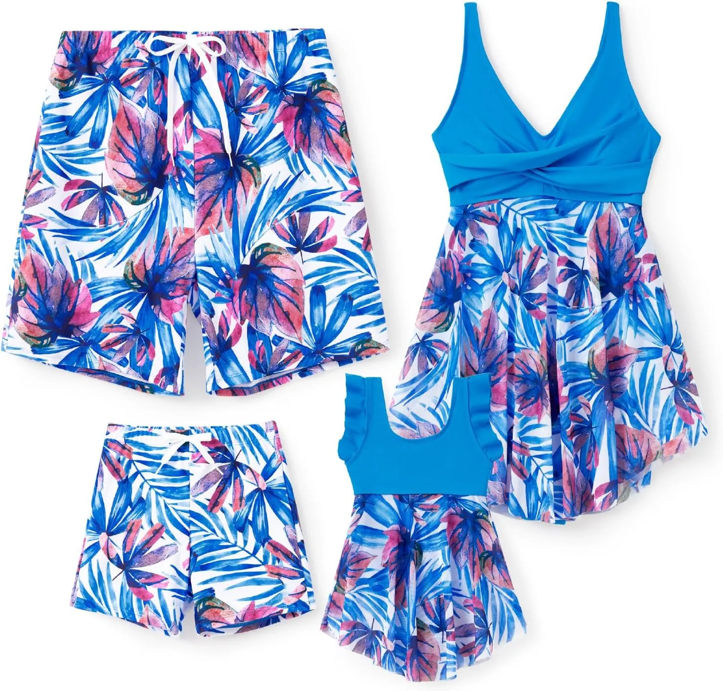 PATPAT Family Matching Summer Swimwear, Women One-Piece Swimsuit, Men Swim Trunks, Boy Board Shorts, Girl Bathing Suit