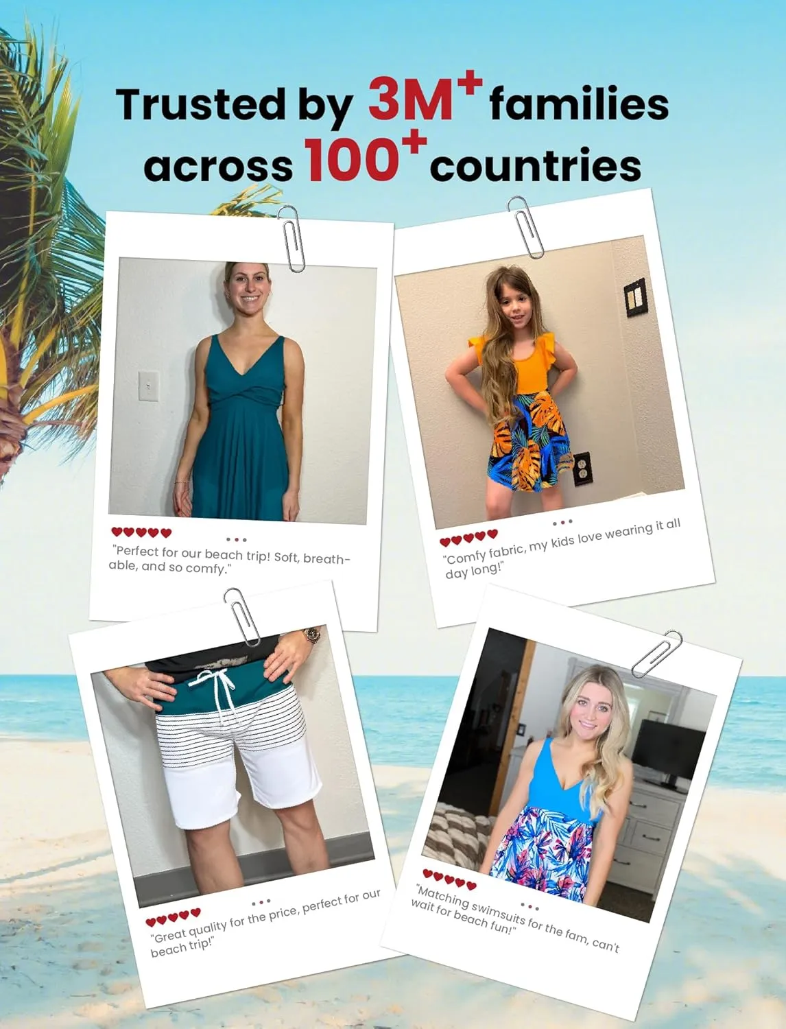 PATPAT Family Matching Summer Swimwear, Women One-Piece Swimsuit, Men Swim Trunks, Boy Board Shorts, Girl Bathing Suit