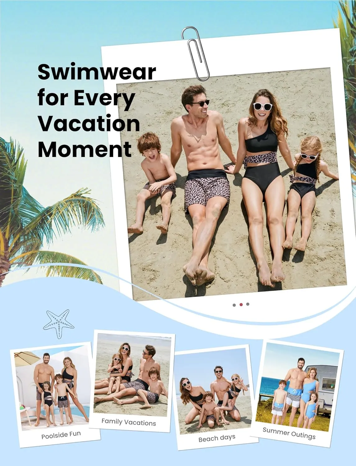 PATPAT Family Matching Swimsuits Mommy and Me One Shoulder Cutout Colorblock Bathing Suits One Piece Swimwear Sets
