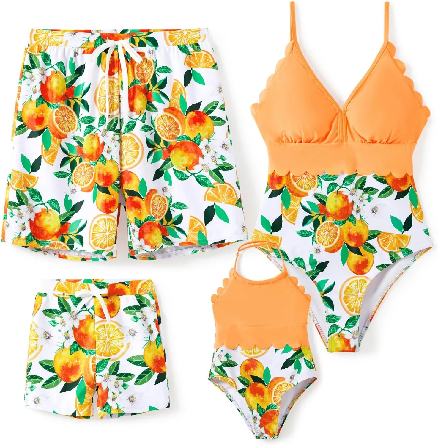 PATPAT Mommy and Me Matching Swimsuit One Piece Leaves Printed V Neck Bathing Suits Family Swimwear Matching Set