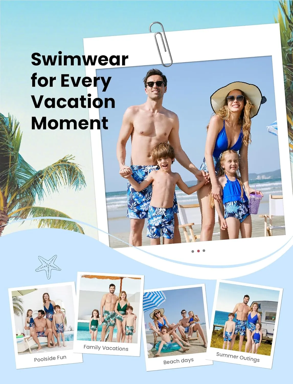 PATPAT Mommy and Me Matching Swimsuit One Piece Leaves Printed V Neck Bathing Suits Family Swimwear Matching Set