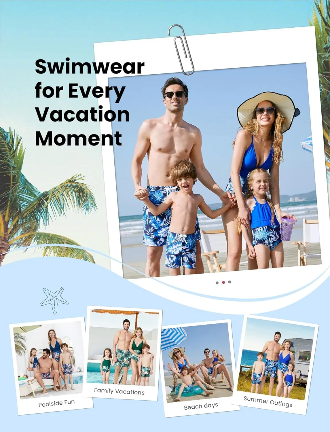 PATPAT Mommy and Me Matching Swimsuit One Piece Leaves Printed V Neck Bathing Suits Family Swimwear Matching Set