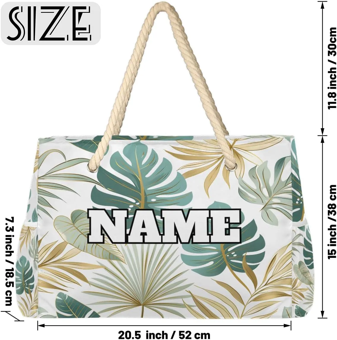 Personalized Name Beach Bags for Women, Large Beach Tote Bag with Zipper, Waterproof Sandproof Swim Pool Bags