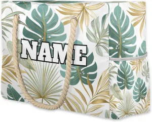 Personalized Name Beach Bags for Women, Large Beach Tote Bag with Zipper, Waterproof Sandproof Swim Pool Bags