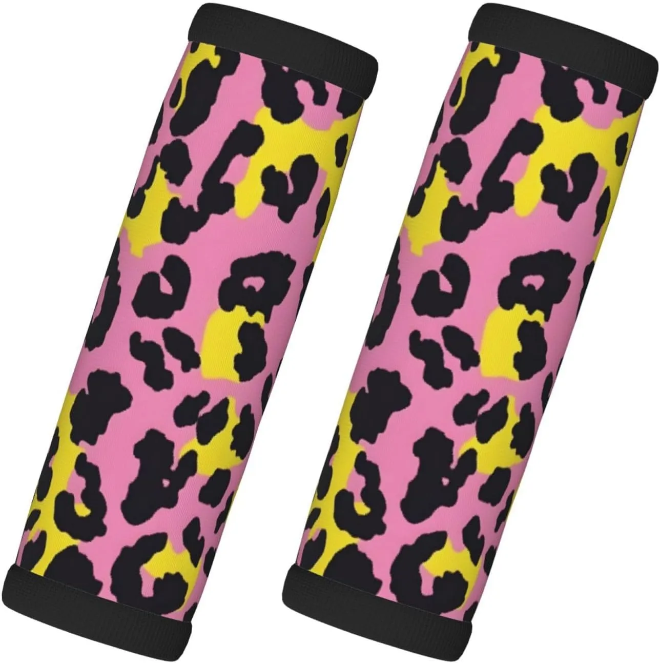 Pink And Yellow Leopard Print Luggage Handles Wrap Grips For Suitcases Luggage Travel Accessories For Airplane 2pcs