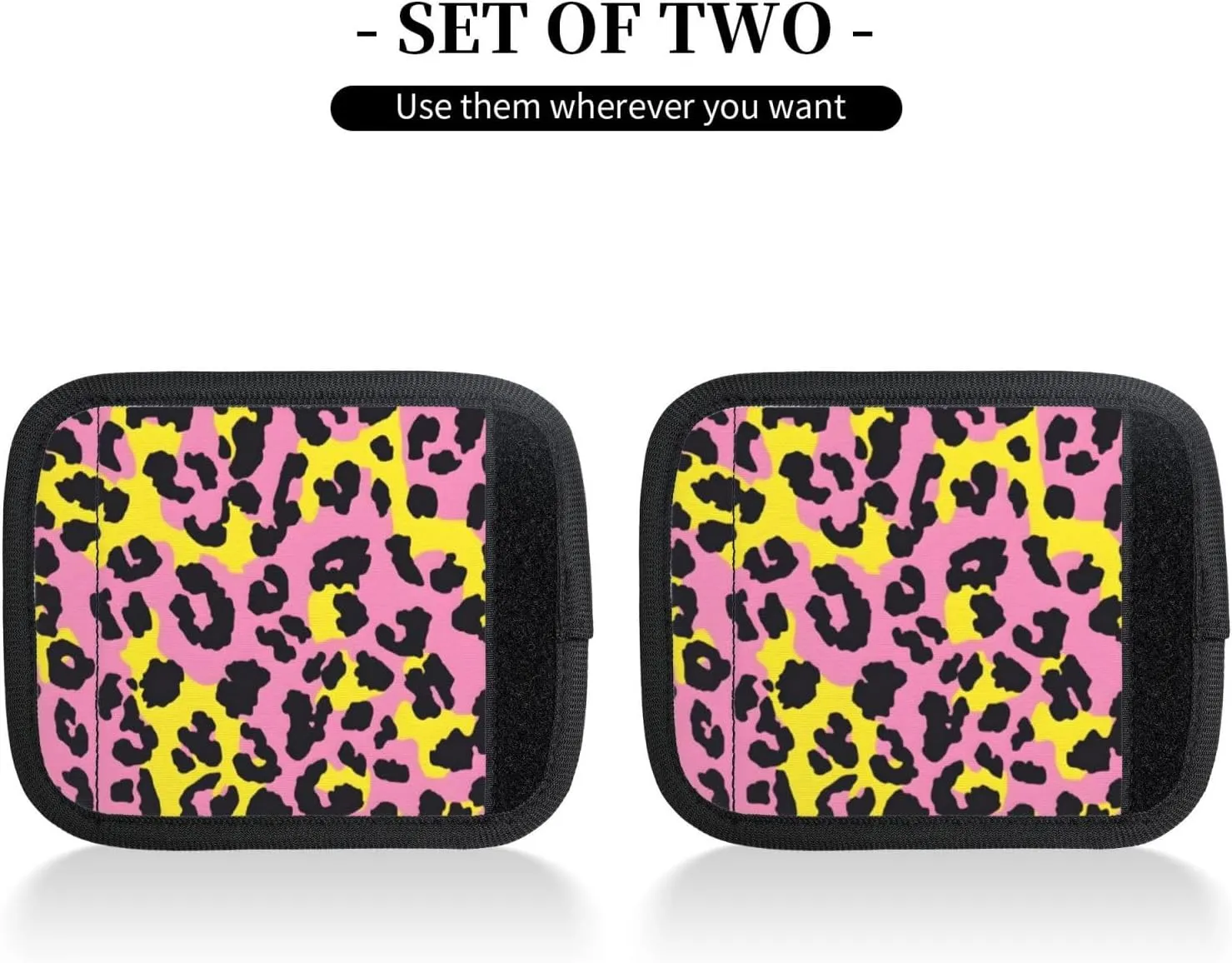 Pink And Yellow Leopard Print Luggage Handles Wrap Grips For Suitcases Luggage Travel Accessories For Airplane 2pcs