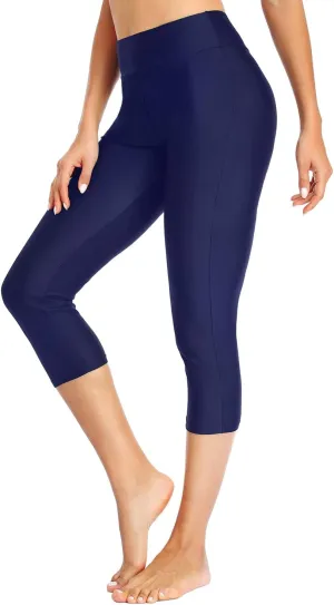 Pinup Fashion Swim Pants Women - Swimming Capris High Waisted Swimsuit Leggings UV Swimwear Tights
