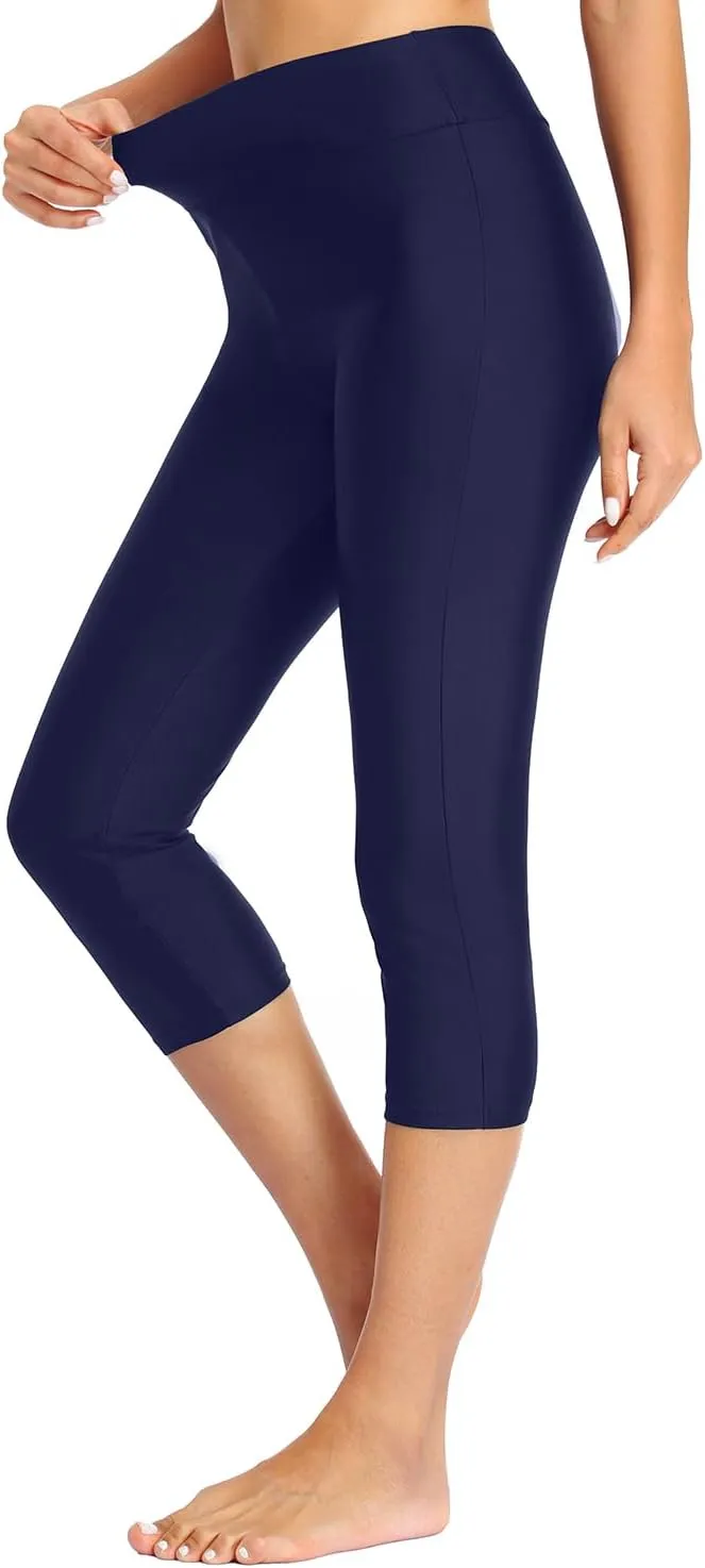 Pinup Fashion Swim Pants Women - Swimming Capris High Waisted Swimsuit Leggings UV Swimwear Tights