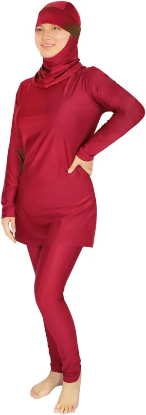 Plus Size Burkini Muslim Swimsuits for Women Modest Islamic Swimwear Long Sleeve Full Cover 3PCS Set Beachwear with Cap