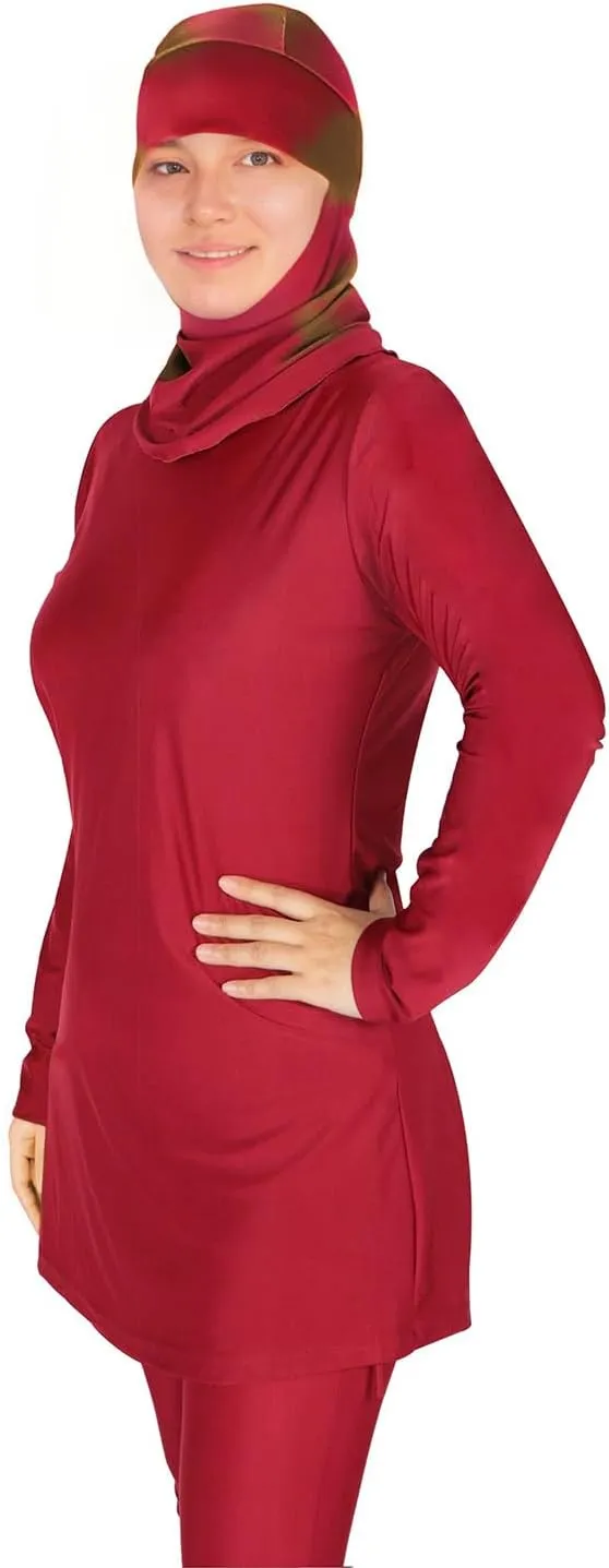 Plus Size Burkini Muslim Swimsuits for Women Modest Islamic Swimwear Long Sleeve Full Cover 3PCS Set Beachwear with Cap