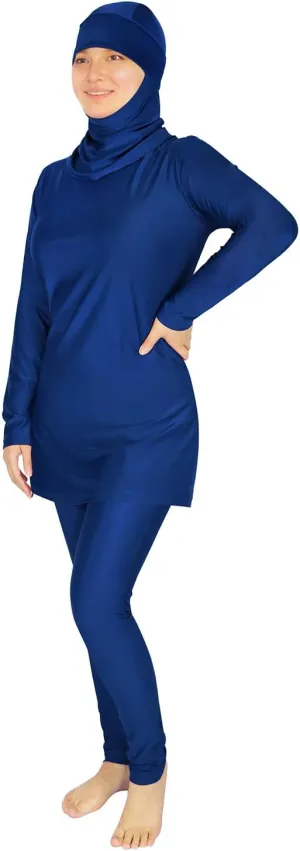 Plus Size Burkini Muslim Swimsuits for Women Modest Islamic Swimwear Long Sleeve Full Cover 3PCS Set Beachwear with Cap