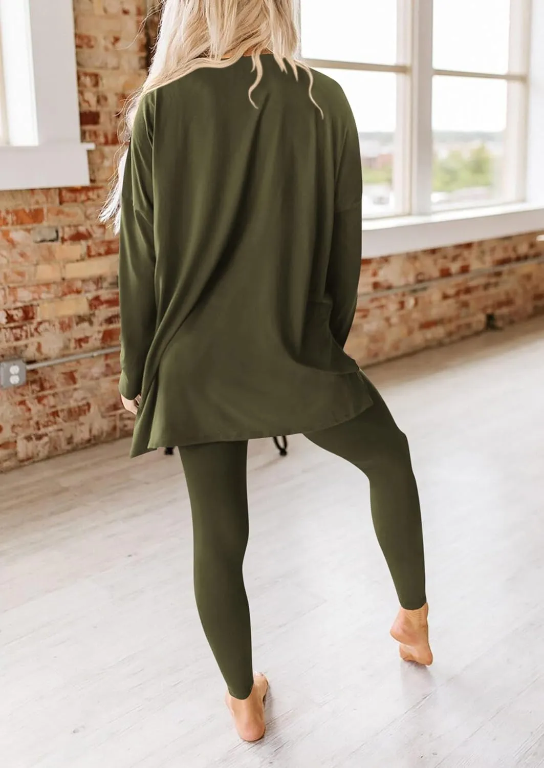 PRETTYGARDEN Women's 2 Piece Outfits Casual Long Sleeve Tunic Tops Legging Pants Matching Lounge Sets Sweatsuits