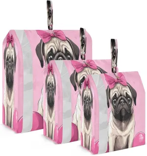 Pug Dog Pink Cute Packing Cubes for Travel 3 Set Packing Essentials Luggage Bags for Travel Accessories