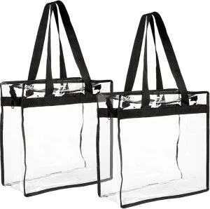 Qingzeyi transparent handle bags 2Pcs Clear Tote Bags Large Capacity Transparent with Zipper for Wedding, Birthday, Mother's Day