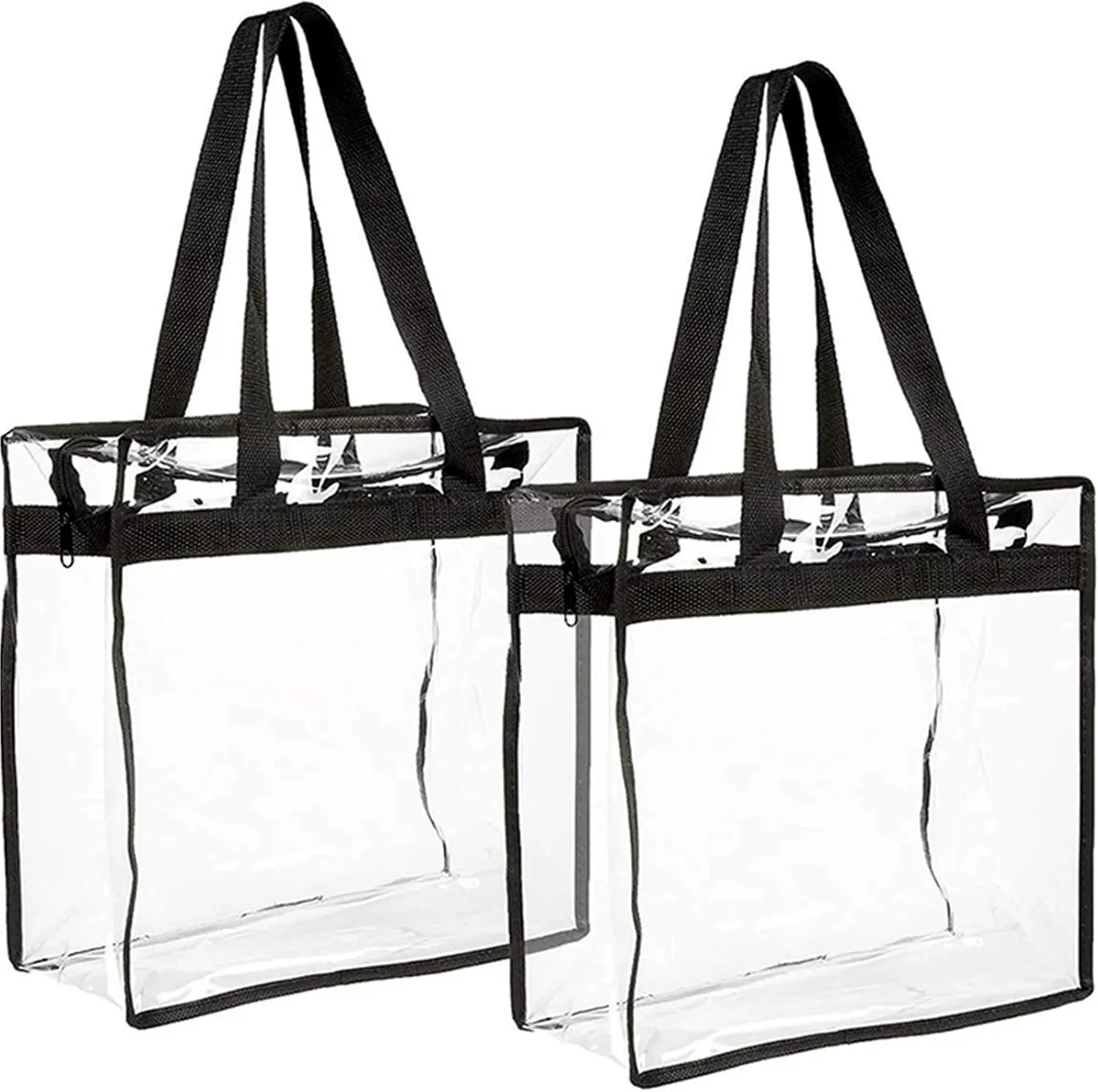 Qingzeyi transparent handle bags 2Pcs Clear Tote Bags Large Capacity Transparent with Zipper for Wedding, Birthday, Mother's Day