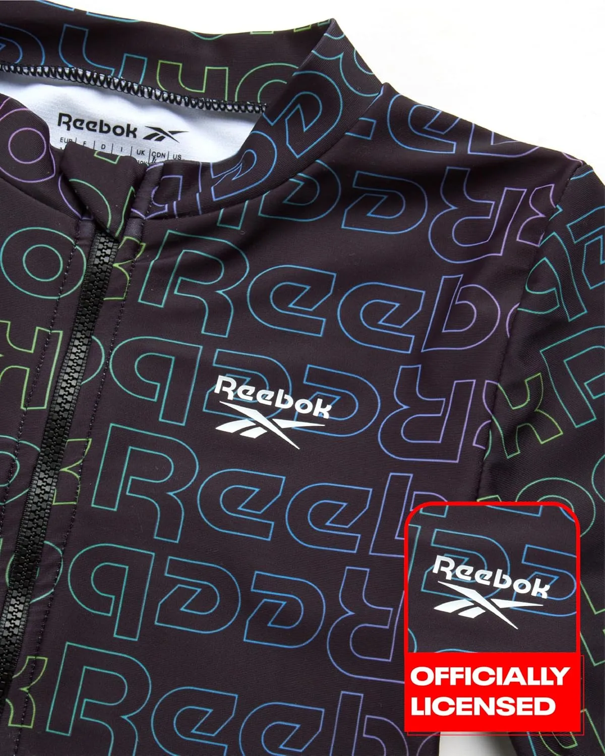 Reebok Girls' Rash Guard Bathing Suit - UPF 50  Quarter Zip Long Sleeve One Piece Bathing Suit - Monokini for Girls (7-12)