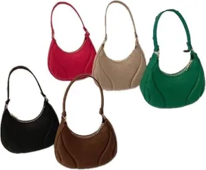Retro Solid Color Saddle Bag Leather Shoulder Bags for Women Y2K Simple Ladies Crossbody Bag Designer Hobos Handbag