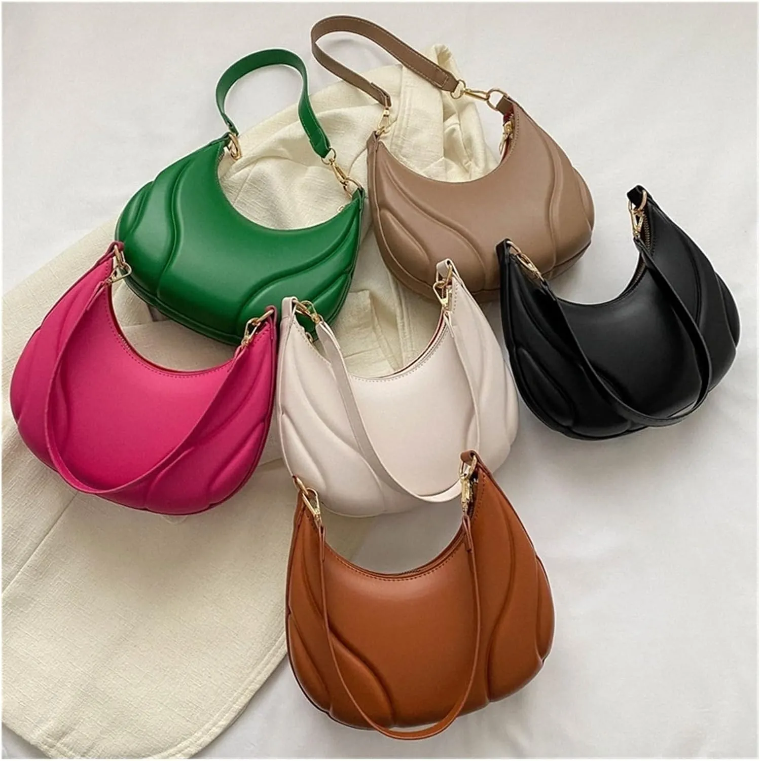 Retro Solid Color Saddle Bag Leather Shoulder Bags for Women Y2K Simple Ladies Crossbody Bag Designer Hobos Handbag