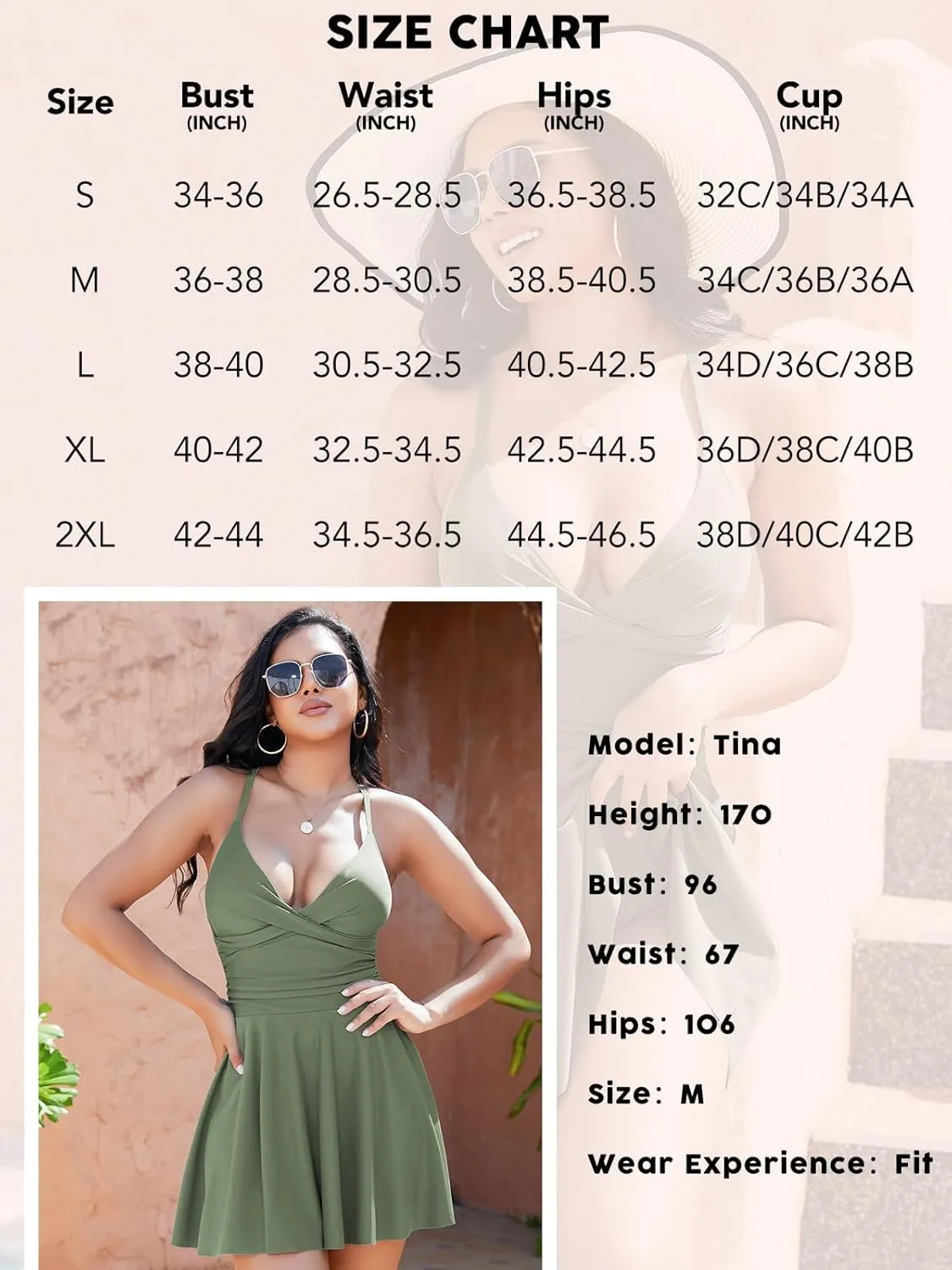 SHAPERIN Women One Piece Skirted Swimsuit Tummy Control Bathing Suits Swimdress Swim Dress Monokini Swimwear