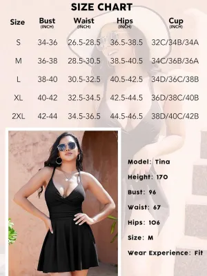 SHAPERIN Women One Piece Skirted Swimsuit Tummy Control Bathing Suits Swimdress Swim Dress Monokini Swimwear