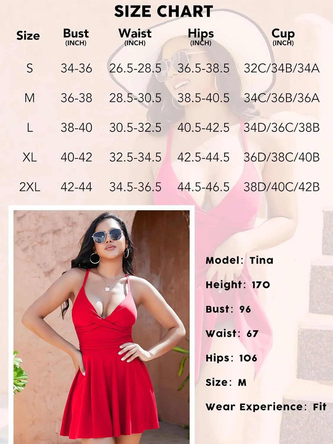 SHAPERIN Women One Piece Skirted Swimsuit Tummy Control Bathing Suits Swimdress Swim Dress Monokini Swimwear