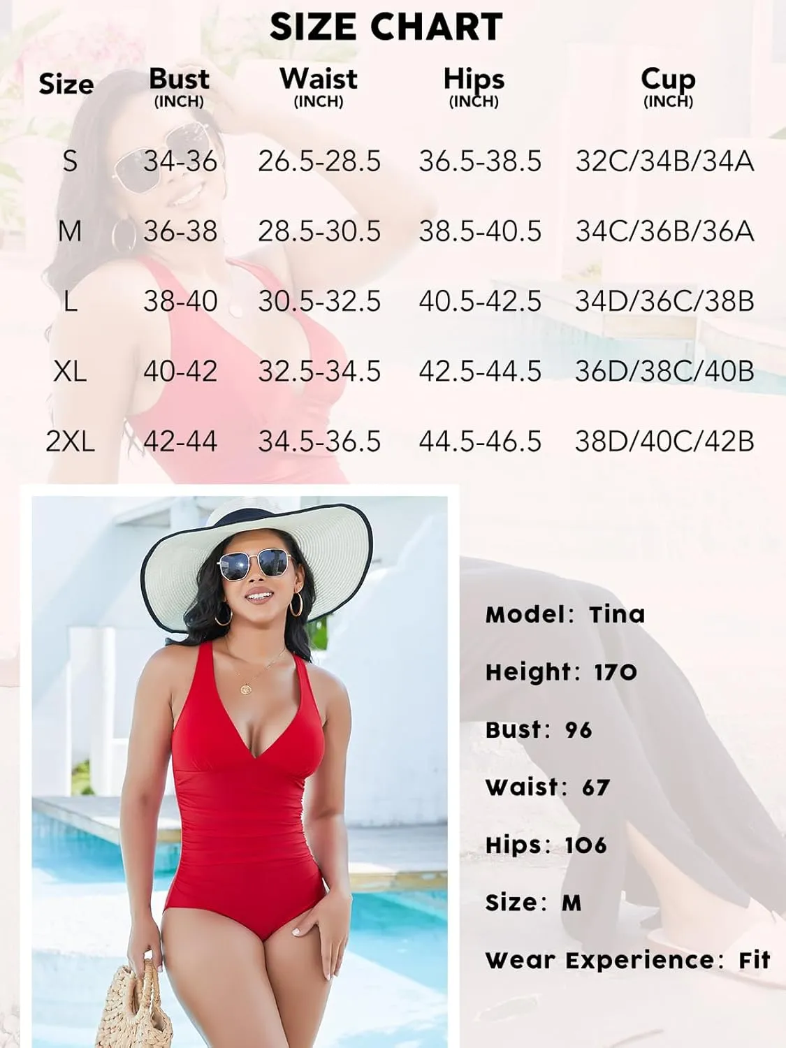 SHAPERIN Women's One Piece Swimsuits Tummy Control High Waisted Bathing Suits Padded Push Up Shapewear Swimwear Monokini
