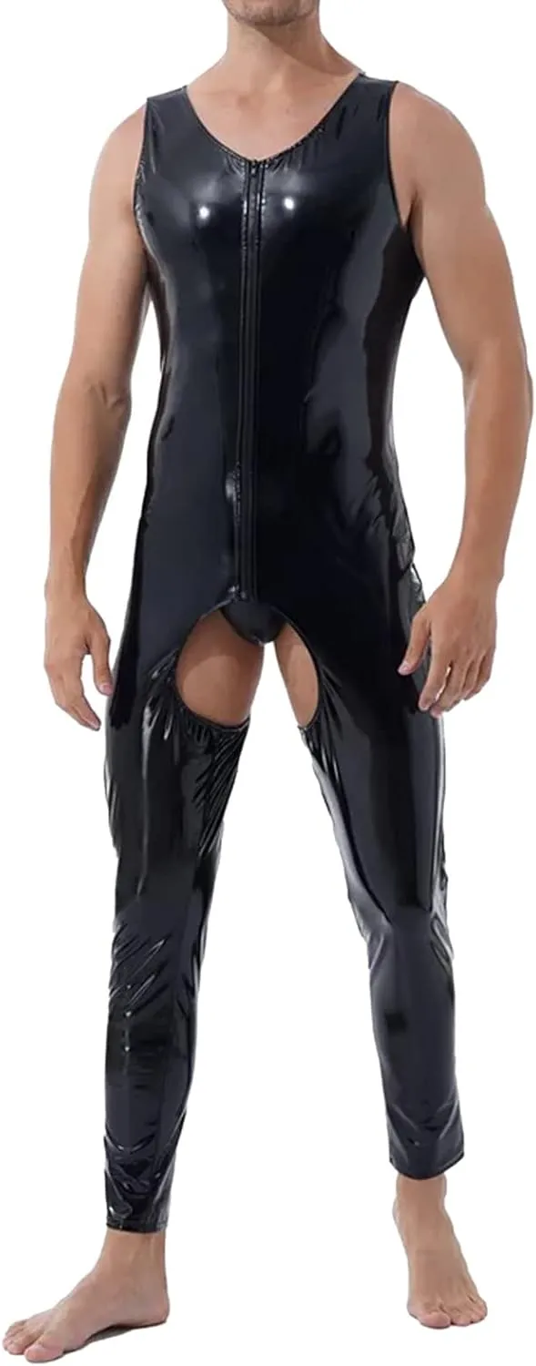 Sissy Lingerie,Mens String Bikini Briefs Fashion Casual Solid Color Leather Sexy Coat Sexy Leather