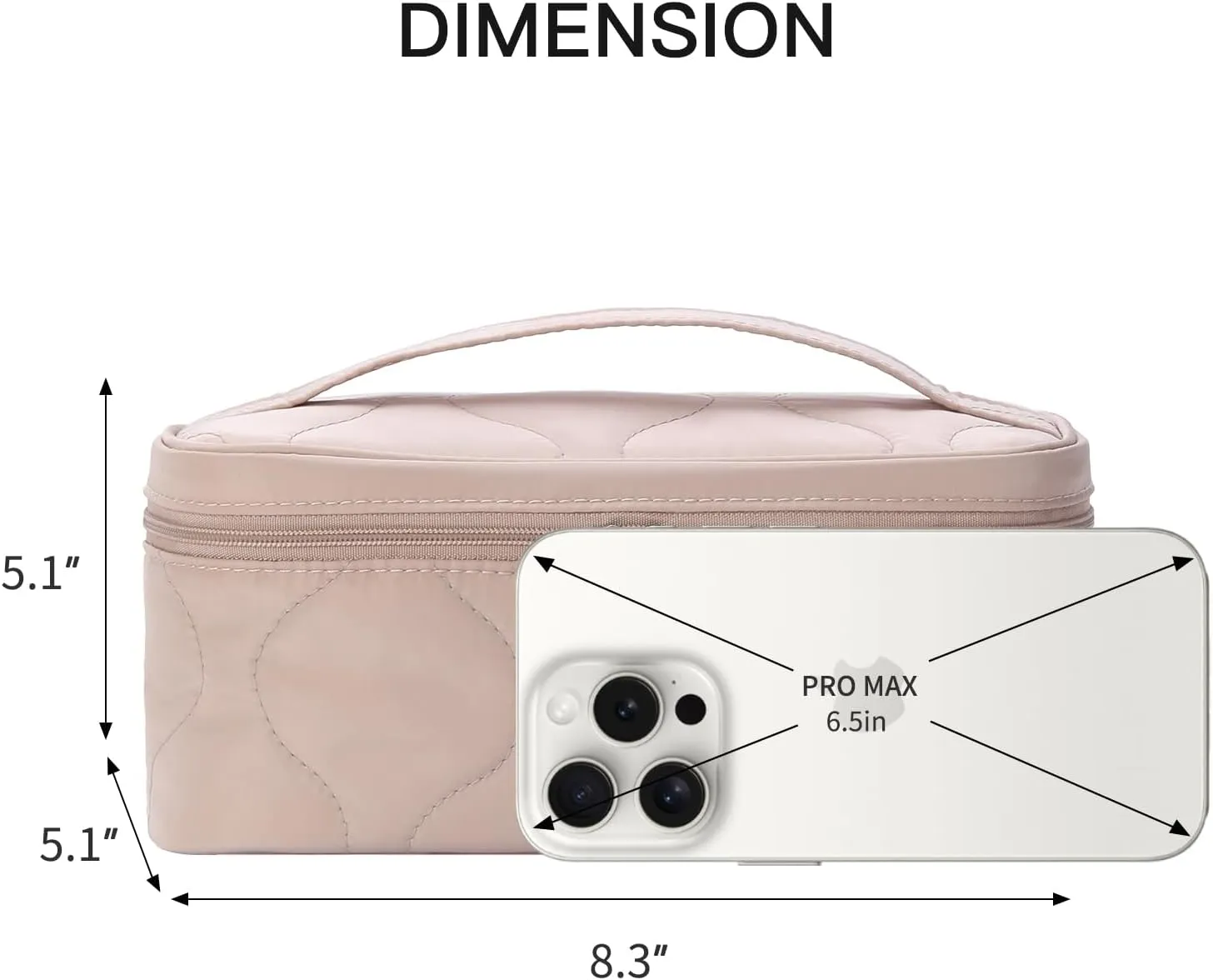 Small Makeup Bag with Brush Holder,Quilted Cosmetic Bag for Girls, Travel Organizer Bag for Accessories Beige