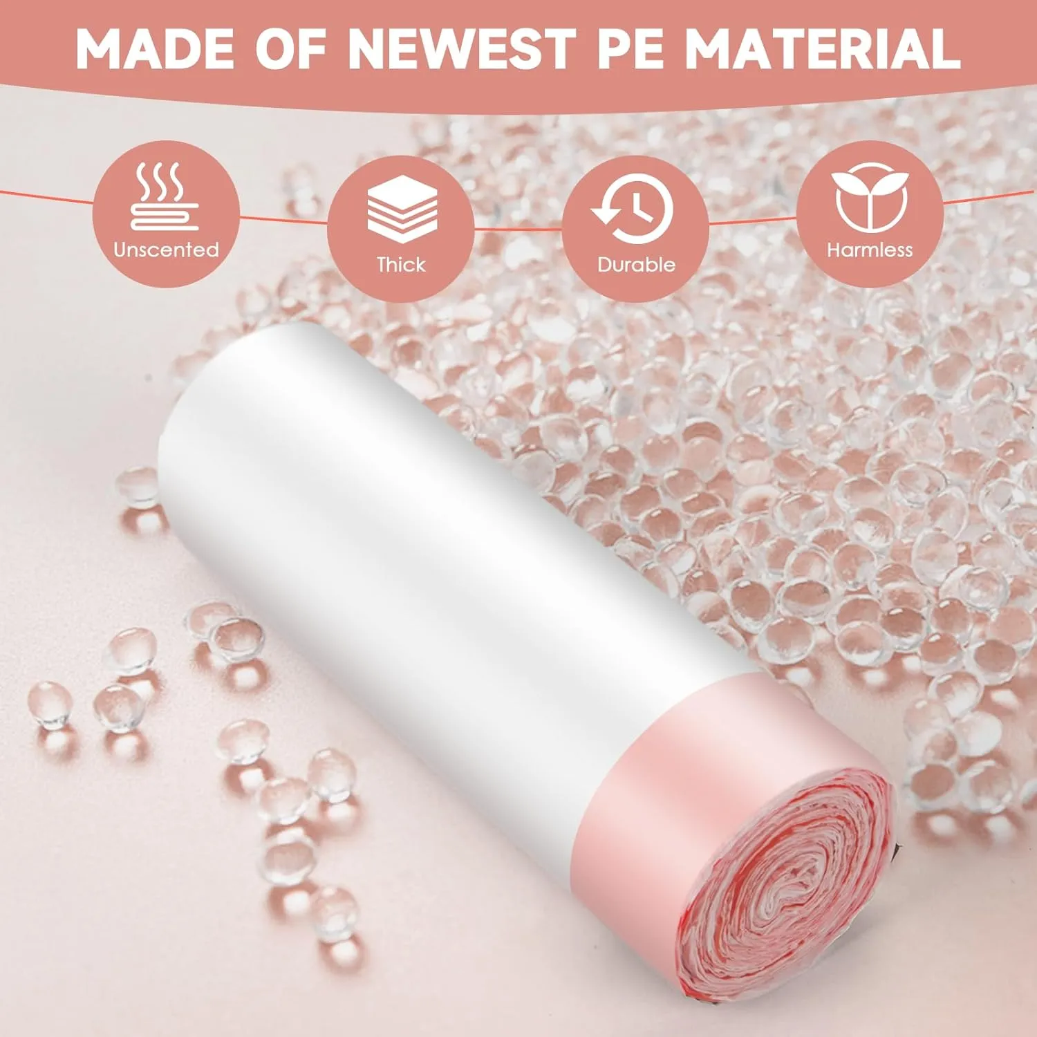 Small Trash-Bags-Bathroom 4 Gallon Drawstring Garbage-Bag - Kitchen Bedroom Car Size Unscented Clear White 57 Count Recycle Plastic Tall Liners For Office Outdoor Garden Waste Basket Can Heihaily